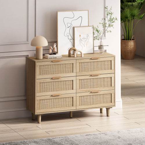 Drawers Rattan Storage Cabinet Rattan Drawer,for Bedroom,Living Room,Natural - ZEYTONCART