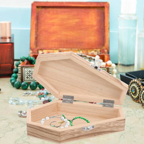 Halloween Coffin Candy Boxes Mini Hexagonal Wood Coffin Gift Wooden Storage Box DIY Halloween Party Candy Gift Box Accessories - ZEYTONCART