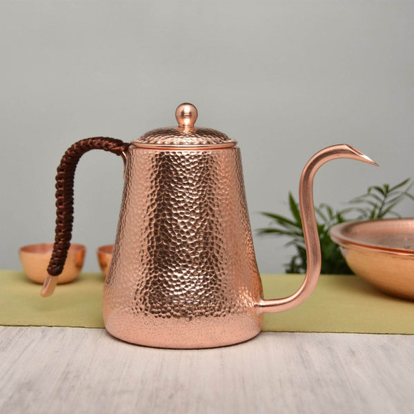 Zeyton Thin Neck Coffee Kettle - Hammered Copper Design - ZEYTONCART